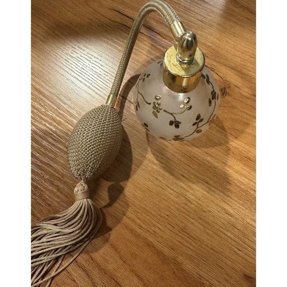 Other - French Perfume Bottle Frosted Glass Atomizer Fringe Paris Vanity Decor Vintage